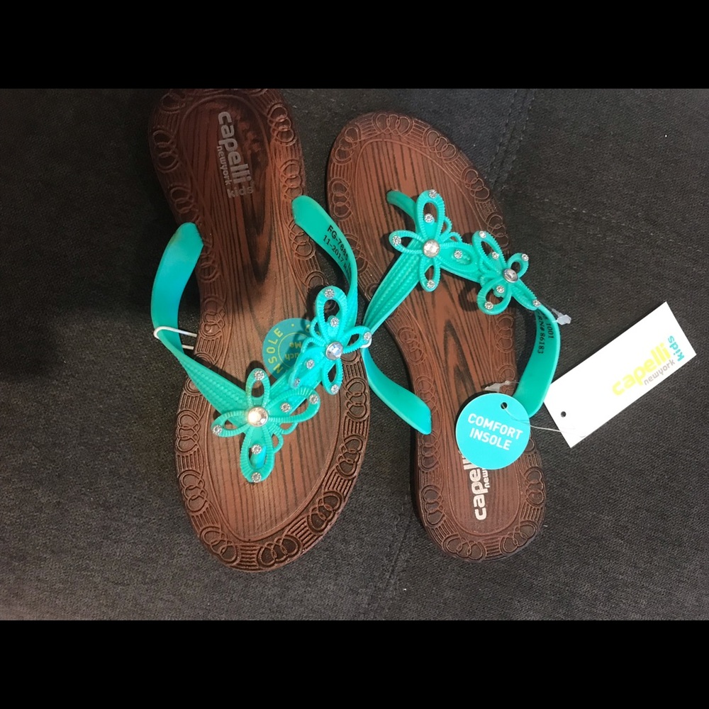 Capellini fashion  butterfly rhinestone flip flops